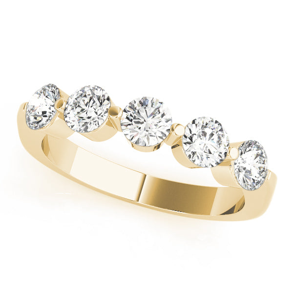 18K Yellow Gold 5-Stone Diamond Wedding Ring