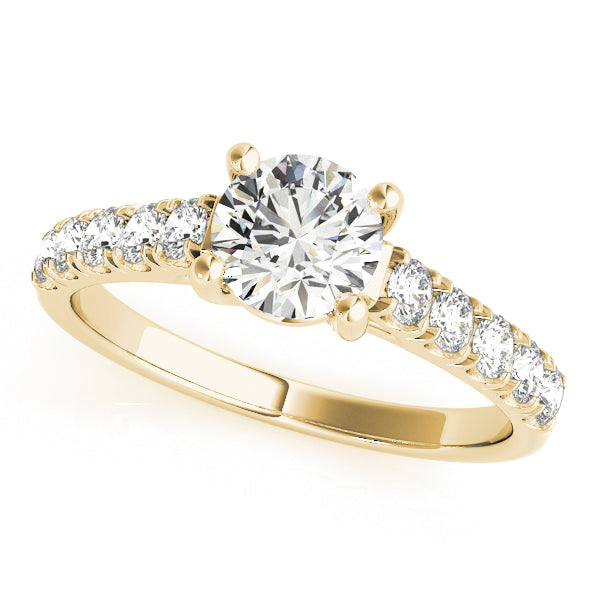 18K Yellow Gold Round Diamond Engagement Ring - Trellis