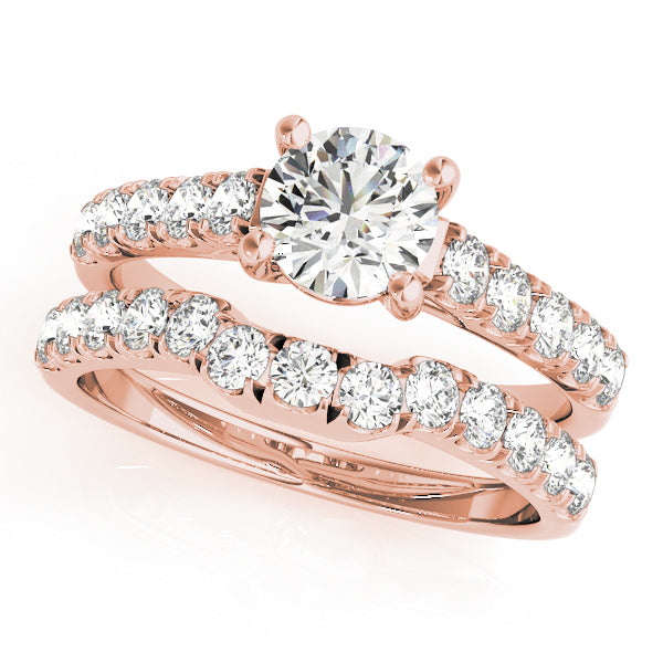 18K Rose Gold Round Diamond Trellis Ring