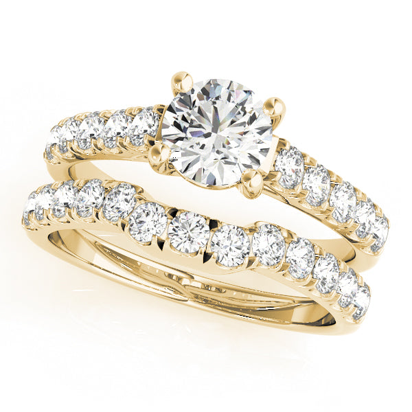 14K Yellow Gold Round Diamond Engagement Ring
