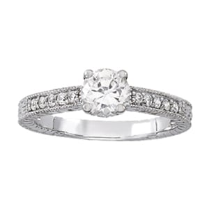 18K White Gold 1 3/4 ct tw Vintage Diamond Engagement Ring
