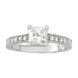 18K White Gold Vintage Diamond Engagement Ring