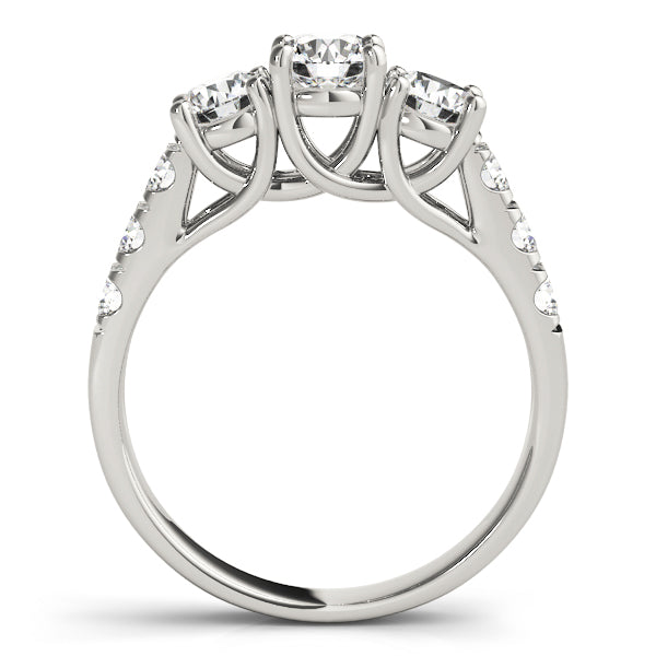 14K White Gold 1 CT Diamond Three-Stone Engagement Ring