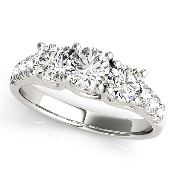 14K White Gold 1 CT Diamond Three-Stone Engagement Ring