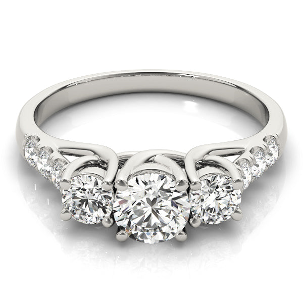 14K White Gold 1/2 ct Diamond Three-Stone Engagement Ring
