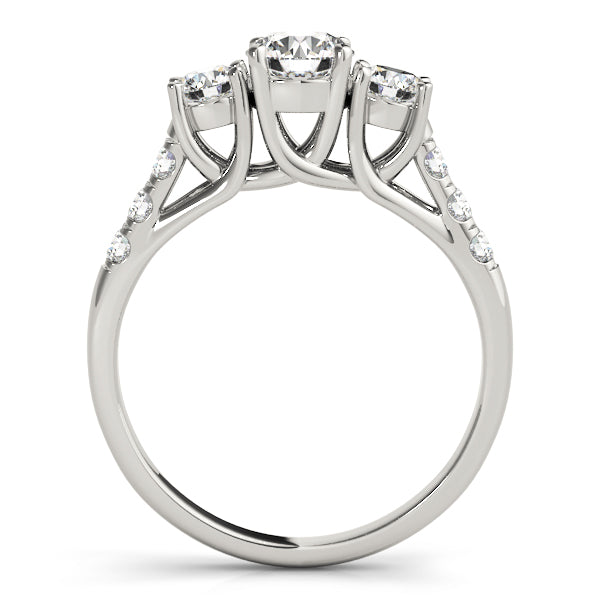 18K White Gold 1/2 CT Diamond Three-Stone Engagement Ring