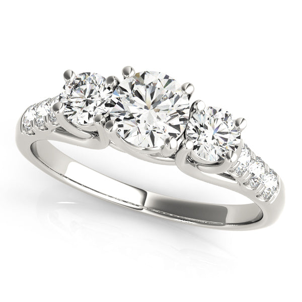 18K White Gold 1/2 CT Diamond Three-Stone Engagement Ring