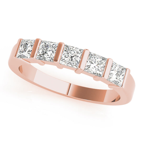 18K Rose Gold Square Diamond Wedding Ring