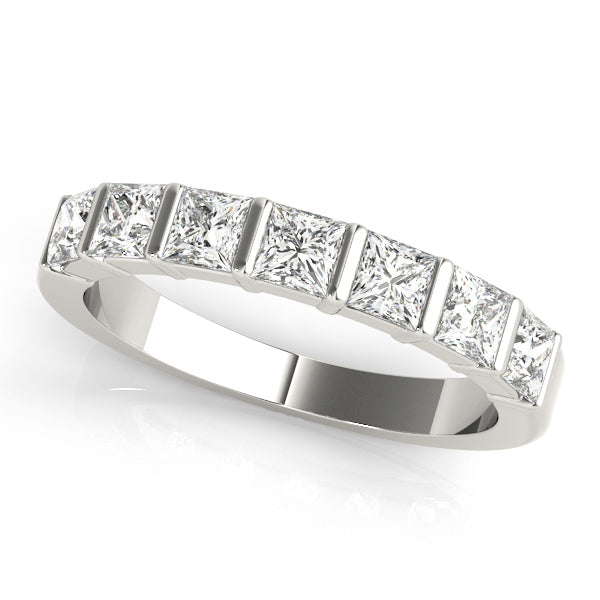 18K White Gold Square Diamond Wedding Ring