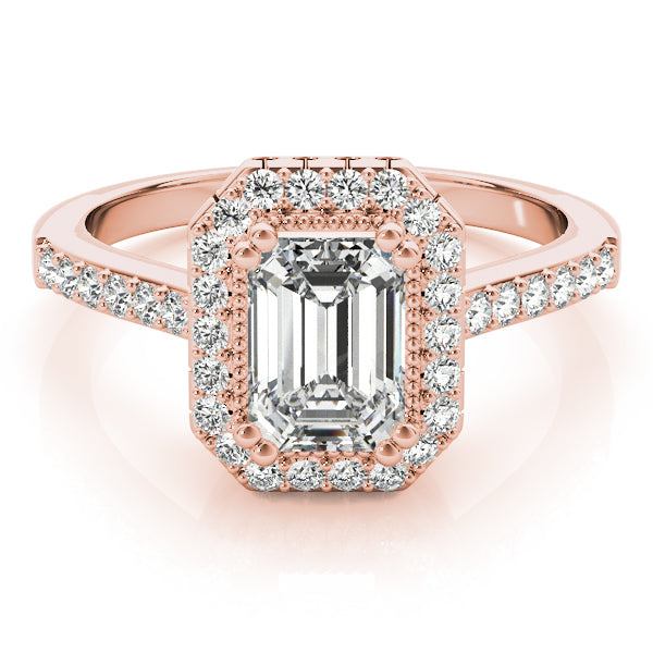 14K Rose Gold Emerald Diamond Ring