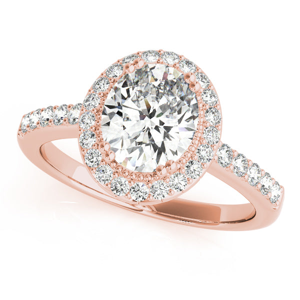 14K Rose Gold Multi-Diamond Oval Fashion Ring