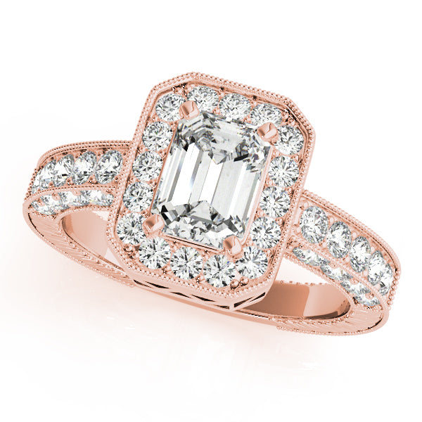 14K Rose Gold Emerald Diamond Fashion Ring