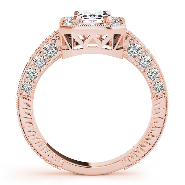 14K Rose Gold Emerald Diamond Fashion Ring