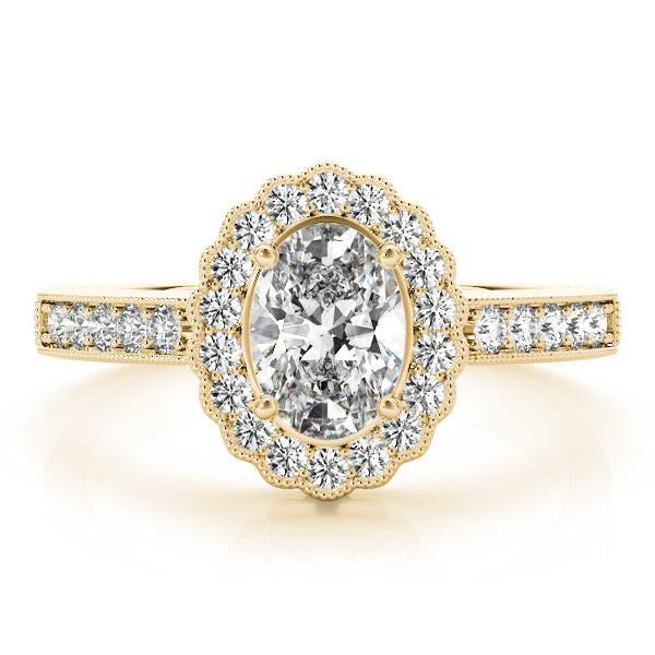 14K Yellow Gold Diamond Oval Fashion Ring