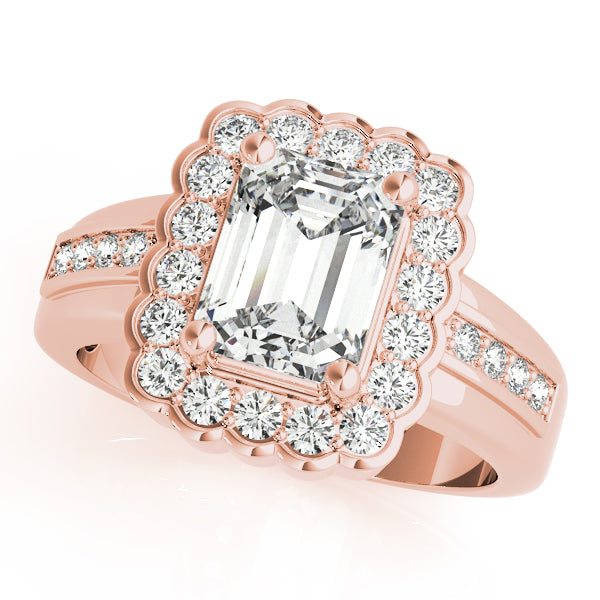 14K Rose Gold Emerald Diamond Fashion Ring