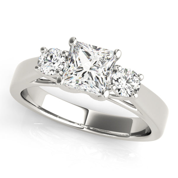 18K White Gold 1 ct Diamond Three-Stone Ring