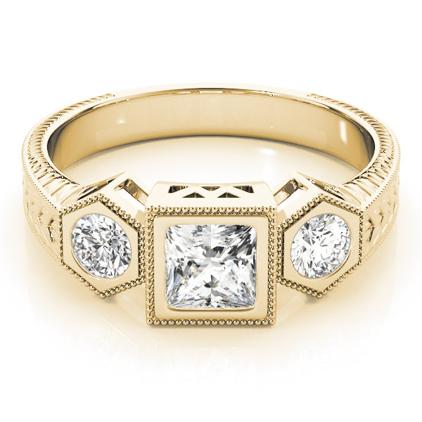 18K Yellow Gold 1 ct Diamond Three-Stone Engagement Ring