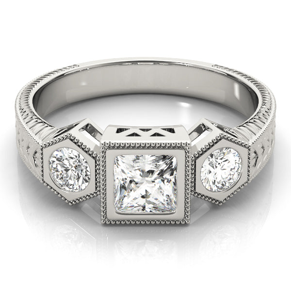18K White Gold 1 ct Diamond Three-Stone Ring