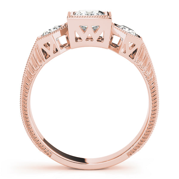 18K Rose Gold 1 ct Diamond Three-Stone Engagement Ring