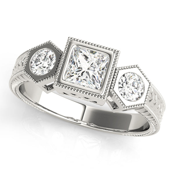 14K White Gold 1 CT Diamond Three Stone Engagement Ring