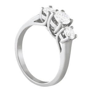 Platinum 1 CT Round Diamond Three Stone Engagement Ring