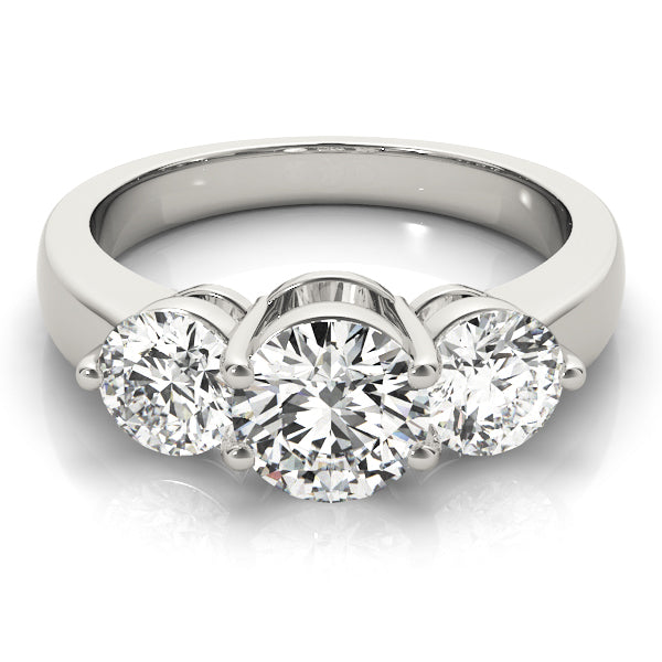 Platinum 2 ct Round Diamond Three-Stone Engagement Ring