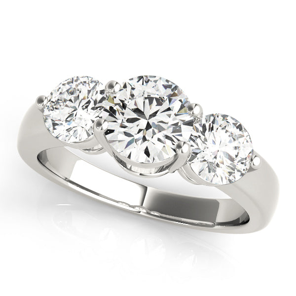 14K White Gold 2 CT Diamond Three-Stone Engagement Ring