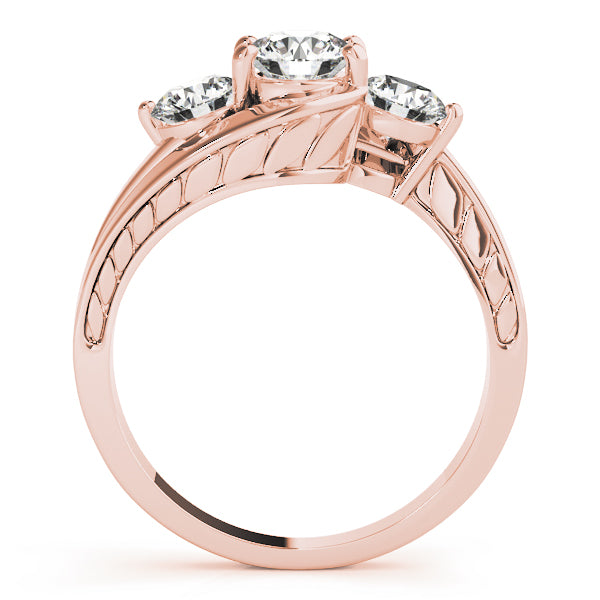 18K Rose Gold 1ct Round Diamond Three-Stone Ring