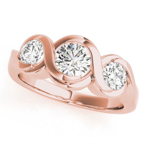 14K Rose Gold 1 CT Diamond Three-Stone Engagement Ring