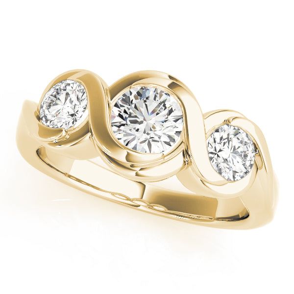 18K Yellow Gold 1 ct Diamond Three-Stone Engagement Ring