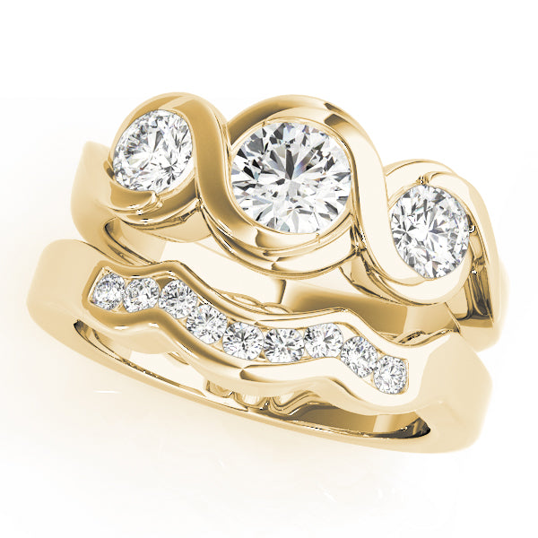 18K Yellow Gold 1 ct Diamond Three-Stone Engagement Ring