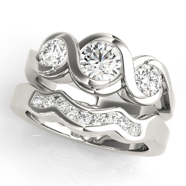 14K White Gold 1 CT Round Diamond Three-Stone Ring