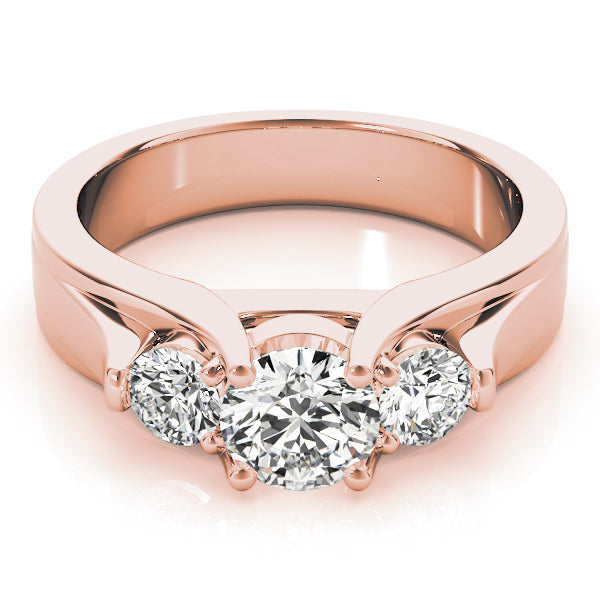 18K Rose Gold 1 ct Diamond Three-Stone Engagement Ring