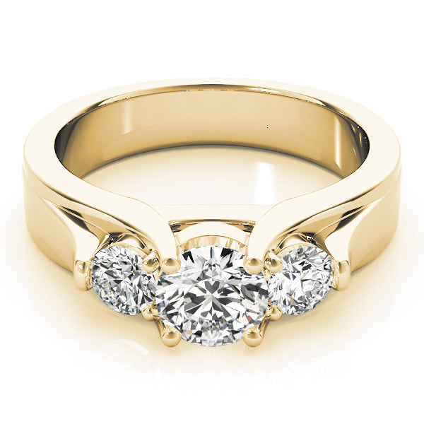 18K Yellow Gold 1 ct Diamond Three-Stone Engagement Ring