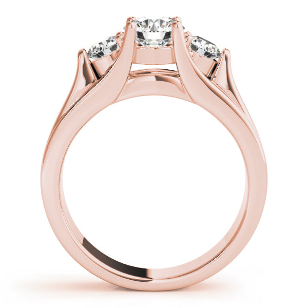 18K Rose Gold 1 ct Diamond Three-Stone Engagement Ring