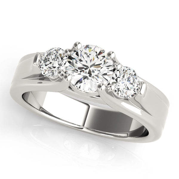 Platinum 1 CT Round Diamond Three-Stone Engagement Ring