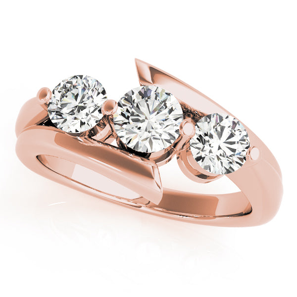 1 CT Rose Gold Round Diamond Three-Stone Engagement Ring
