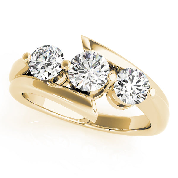 18K Yellow Gold 1 ct Diamond Three-Stone Engagement Ring