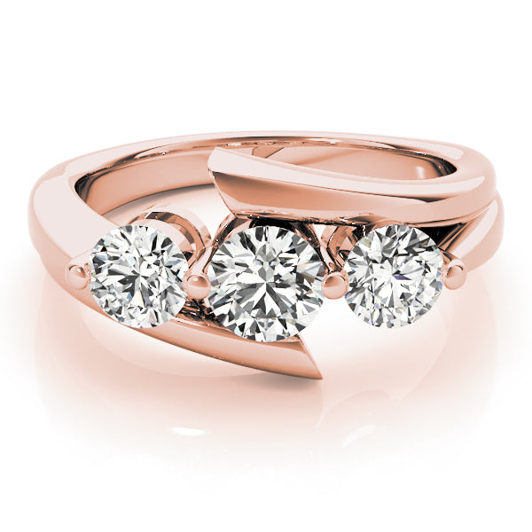 1 CT Rose Gold Round Diamond Three-Stone Engagement Ring