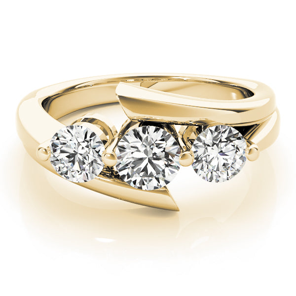 18K Yellow Gold 1 ct Diamond Three-Stone Engagement Ring