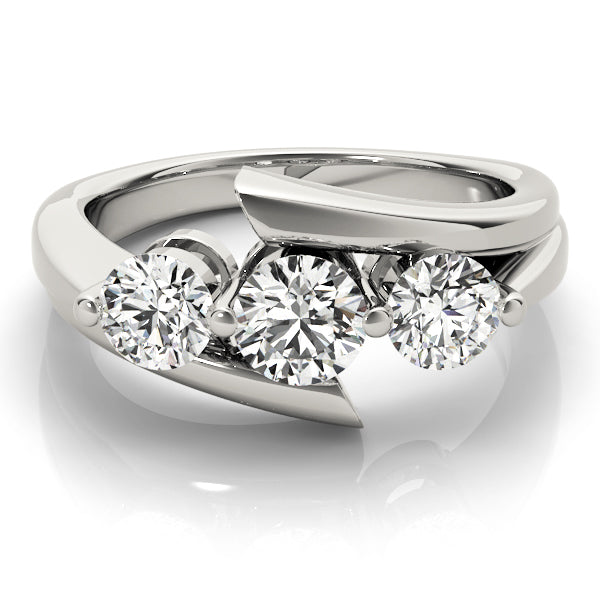 18K White Gold 1 ct Diamond Three-Stone Engagement Ring