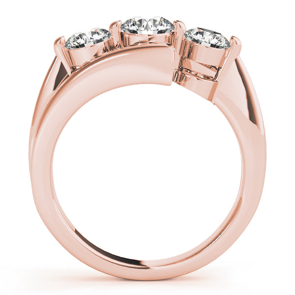 1 CT Rose Gold Round Diamond Three-Stone Engagement Ring