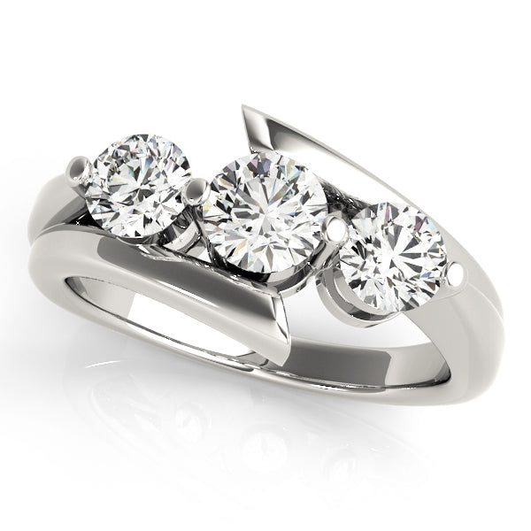 Platinum 1 ct Round Diamond Three-Stone Engagement Ring