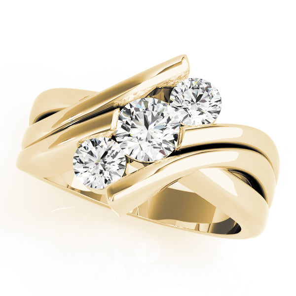 18K Yellow Gold 1 ct Diamond Three-Stone Engagement Ring