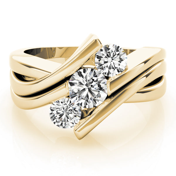 18K Yellow Gold 1 ct Diamond Three-Stone Engagement Ring