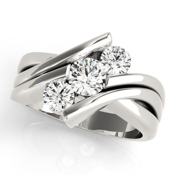 Platinum 1 CT Round Diamond Three Stone Engagement Ring