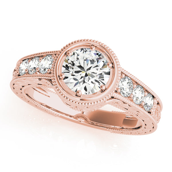 18K Rose Gold Vintage Diamond Engagement Ring 0.58ctw