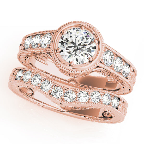14K Rose Gold Vintage Diamond Engagement Ring 0.58ctw
