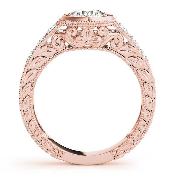 18K Rose Gold 1 3/8 ct tw Vintage Diamond Engagement Ring