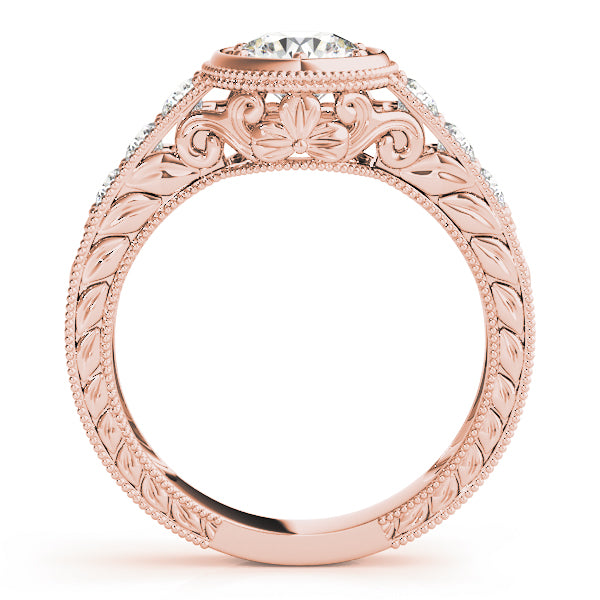 18K Rose Gold Vintage Diamond Engagement Ring 0.58ctw